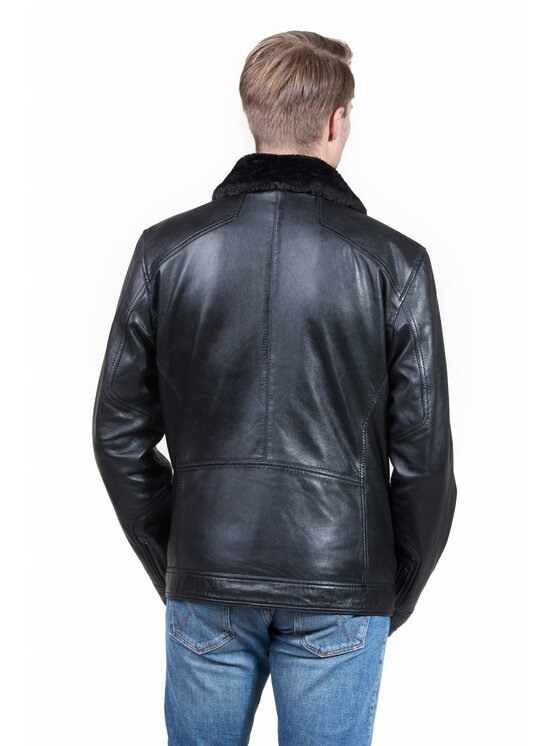 David Ryan David Ryan Kurtka skórzana CARLO Czarny Slim Fit