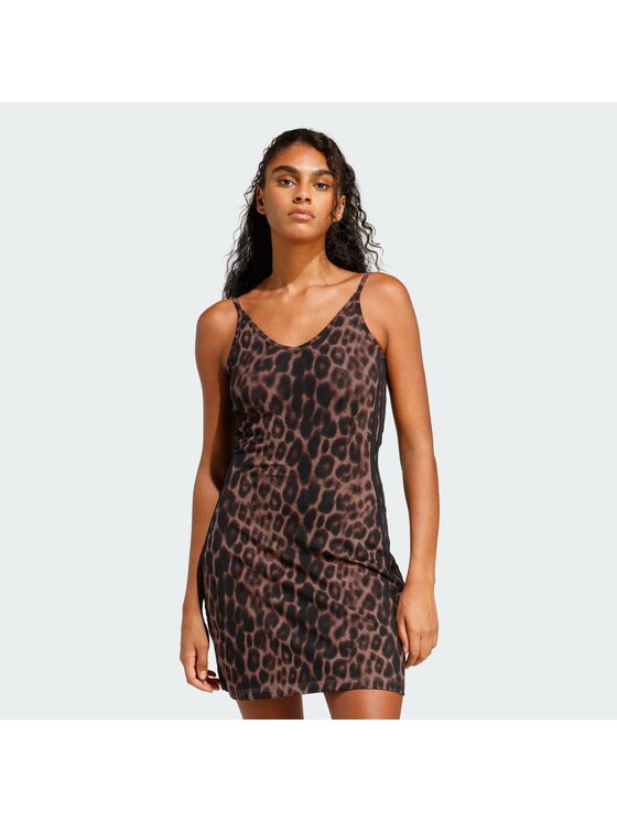 adidas adidas Ежедневна рокля Seasonal Essentials Leopard Print JZ0204 Кафяв Slim Fit