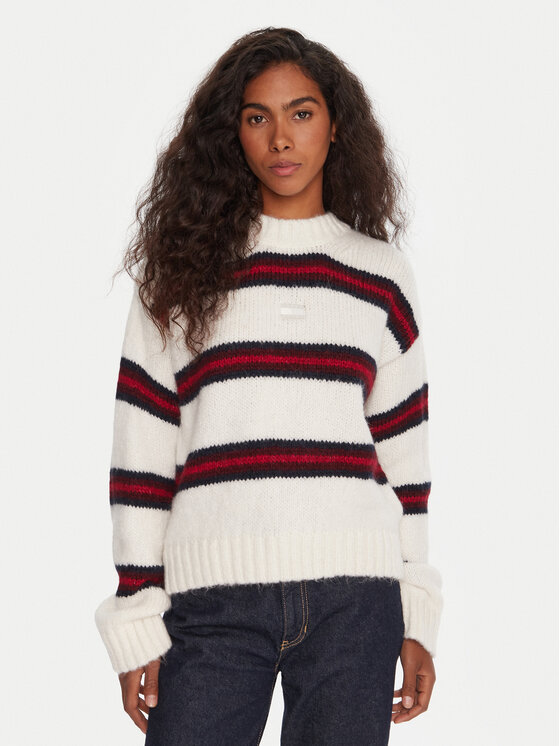 Tommy Jeans Tommy Jeans Pullover Badge DW0DW21679 Écru Relaxed Fit