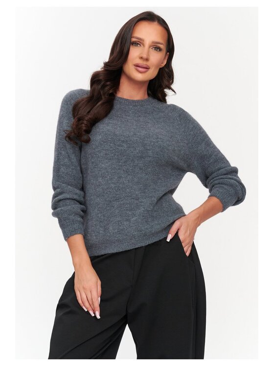 Makadamia Makadamia Sweter C80 Szary Loose Fit
