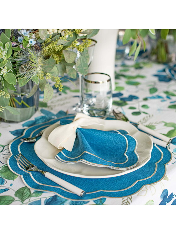 Roseberry Home Roseberry Home Obrus z motywem liści i ptaków Blue Sparrow Niebieski
