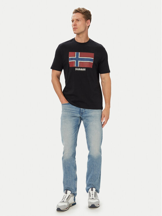 Napapijri Napapijri T-shirt S-Flag Tiki Ss NP0A8A6I9411 Crna Regular Fit