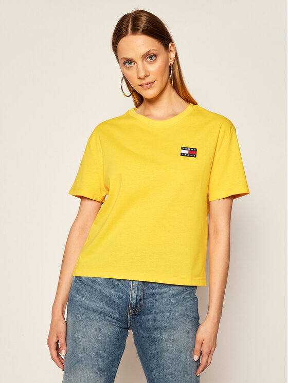 Tommy Jeans T Shirt Tjw Badge DW0DW06813 Gelb Relaxed Fit Modivo
