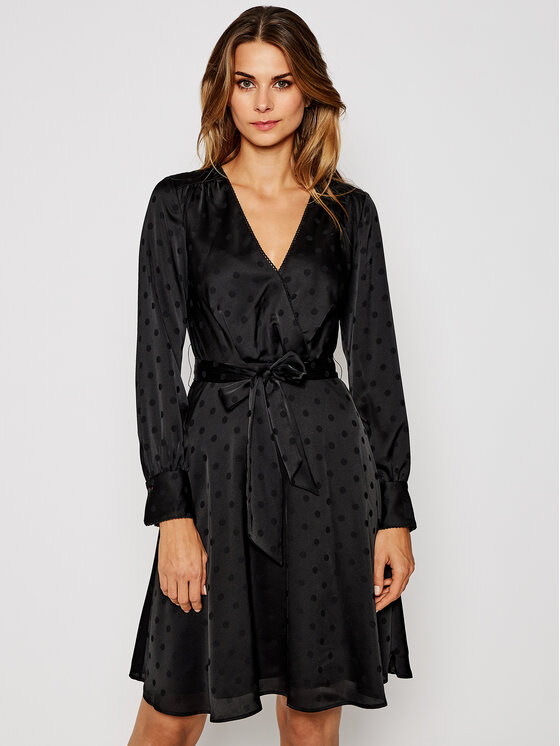 Tommy Hilfiger Tommy Hilfiger Kokteilinė suknelė Polka Dot Fit&Flare Wrap WW0WW29306 Juoda Regular Fit