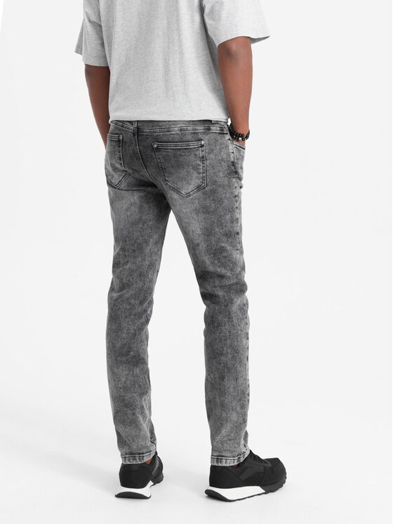 Ombre Ombre Jeansy OM-PADP-0110 Šedá Slim Fit
