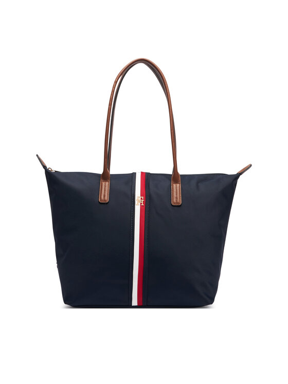 Tommy Hilfiger Tommy Hilfiger Kabelka Popette Tote Corp AW0AW19027 Tmavomodrá