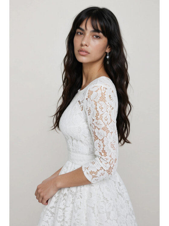 MATSOUR'I MATSOUR'I Sukienka elegancka Vicktoria White Biały A-Line Fit