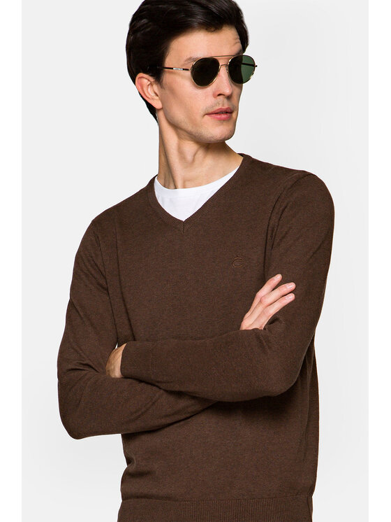 Lancerto Lancerto Sweter Valerio Brązowy Regular Fit