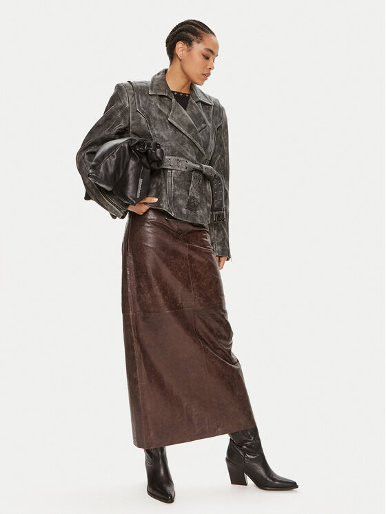 Gestuz Gestuz Μπουφάν δερμάτινο Gwen 10909058 Γκρι Regular Fit