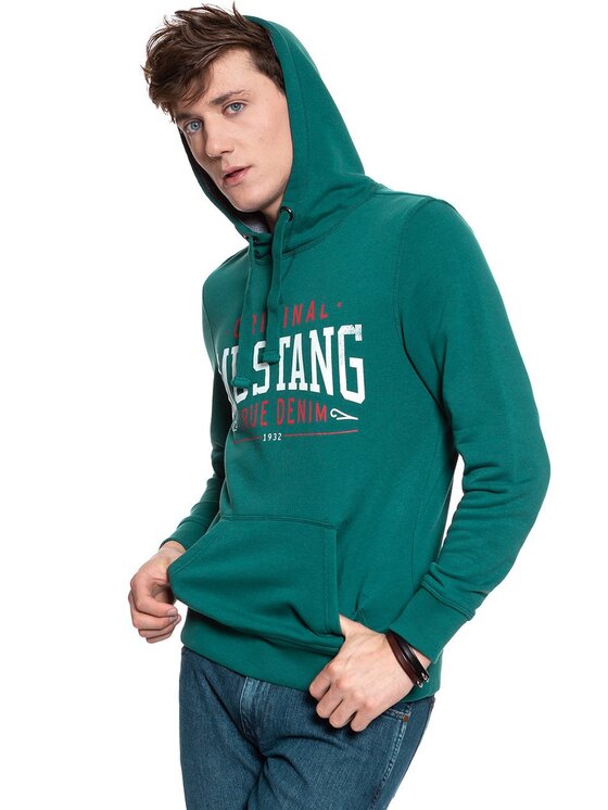 Mustang Mustang Felpa PRINTED HOODIE Verde Regular Fit