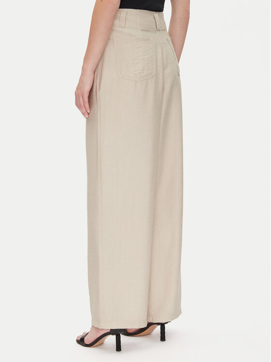 DKNY DKNY Spodnie materiałowe P41KTR48 Beżowy Loose Fit