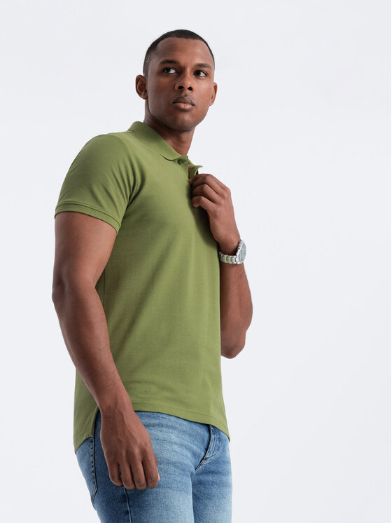 Ombre Ombre Polokošile OM-POBS-0100 Khaki Regular Fit