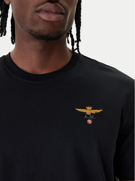 Aeronautica Militare Aeronautica Militare Tričko 261TS1580UJ00372 Čierna Regular Fit