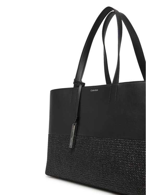 Calvin Klein Calvin Klein Torbica Ck Mixmedia Shopper_Raffia K60K613167 Crna