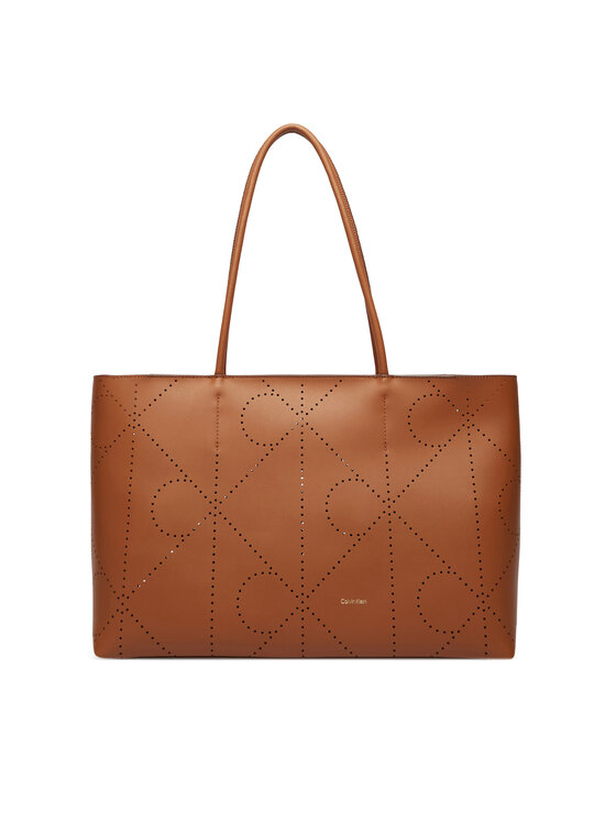 Calvin Klein Calvin Klein Soma Emblem Aop Perfor Lthr Tote LV04F3359G Brūns