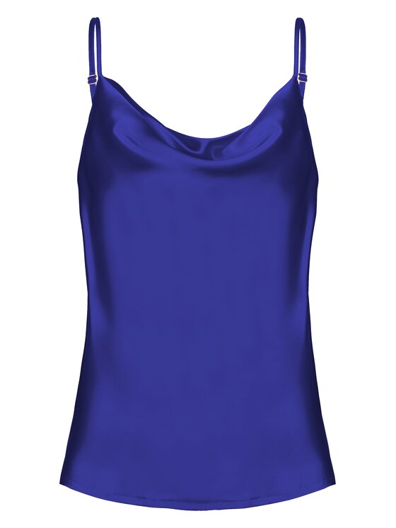 Cat&Cat Cat&Cat Top jedwabny z dekoltem woda Niebieski Regular Fit