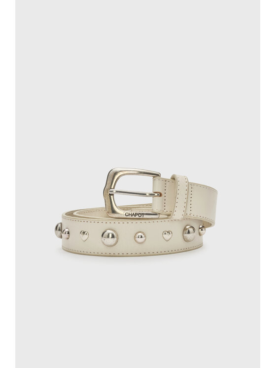 Fabienne Chapot Fabienne Chapot Pasek Play Of Studs Belt Leather Beżowy
