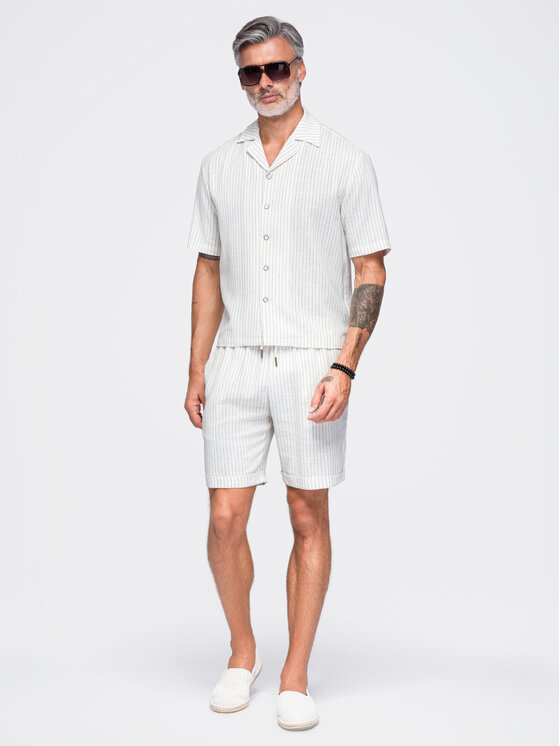 Ombre Ombre Szorty materiałowe OM-SRCS-0208 Biały Regular Fit