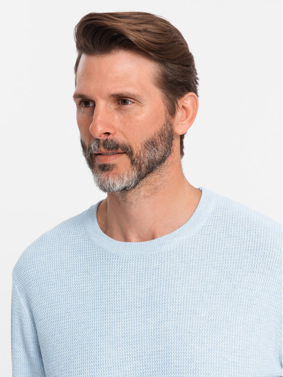 Ombre Ombre Sweter OM-SWSW-0142 Niebieski Regular Fit