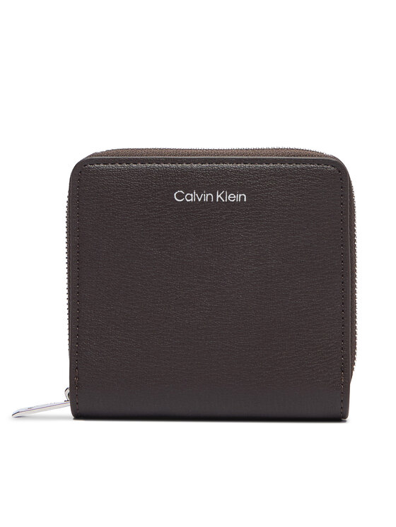 Calvin Klein Portofel Foil Logo Medium Zip Around LV04F1120G Maro închis