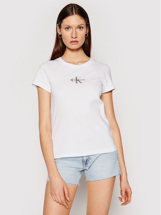 Calvin Klein Jeans Marškinėliai J20J216577 Balta Slim Fit • Modivo.lt