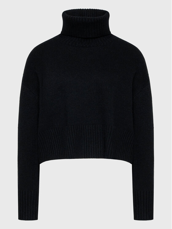 Simple Simple Dolčevita SWD513-01 Crna Relaxed Fit