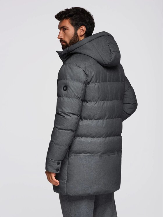 Ombre Ombre Kurtka zimowa OM-JALJ-0264 Szary Regular Fit