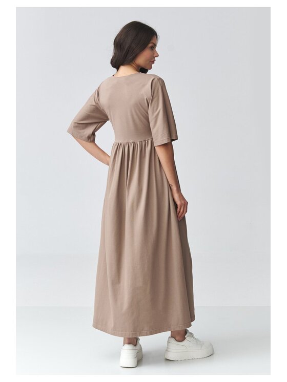 Makadamia Makadamia Sukienka codzienna M933 Brązowy Loose Fit