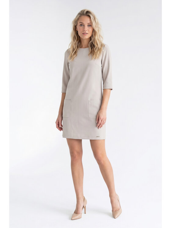 FIGL FIGL Koktejlové šaty M1350 Béžová Straight Fit