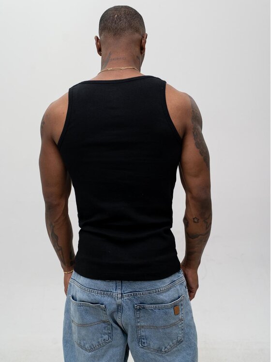 Jigga Wear Jigga Wear Tank top 128525 Klasyczna koszulka bez rękawów Czarny Regular Fit