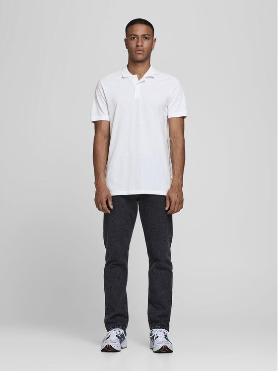 Jack&Jones Jack&Jones Тениска с яка и копчета Basic 12136516 Бял Slim Fit