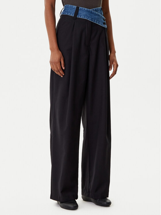 Desigual Desigual Pantaloni di tessuto Denimwaist 25WWPW03 Nero Wide Leg