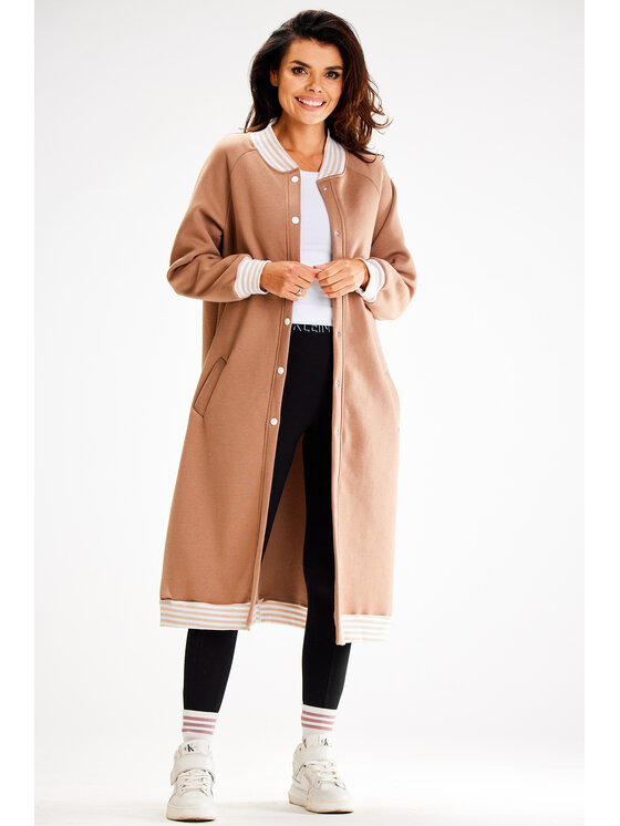 Awama Awama Bluza A612 Beżowy Basic Fit