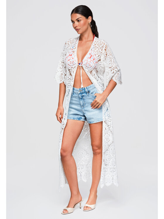 Ombre Ombre Sweter OW-SW-E0003 Biały Loose Fit