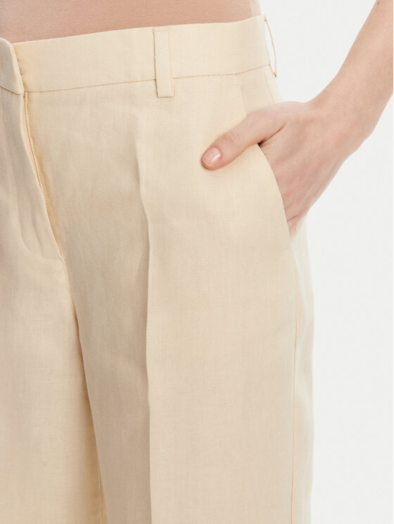 Weekend Max Mara Weekend Max Mara Kalhoty z materiálu Malizia 2515131052 Écru Regular Fit