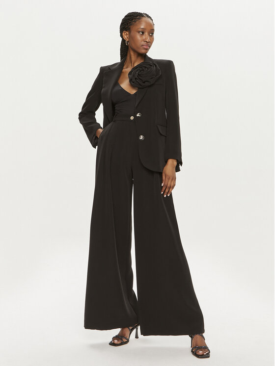 Maryley Maryley Παντελόνι Palazzo 24EB579/43NE Μαύρο Regular Fit