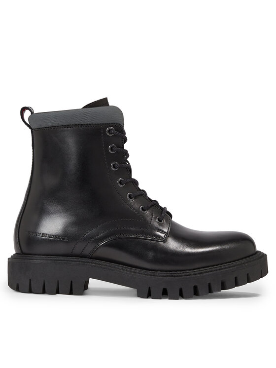 Tommy Hilfiger Outdoorová obuv Premium Casual Chunky Lth Boot FM0FM04756 Čierna