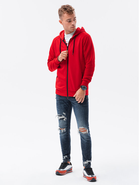 Ombre Ombre Mikina OM-SSZP-0124 Červená Regular Fit