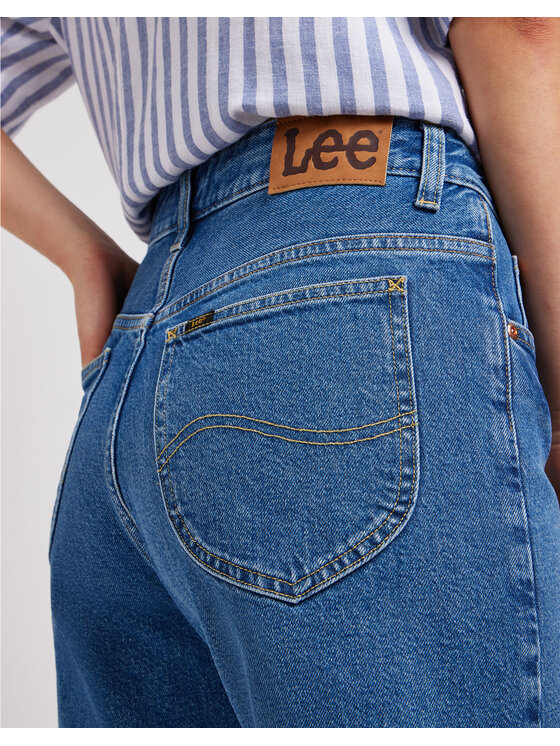 Lee Lee Szorty jeansowe RIDER Niebieski Loose Fit