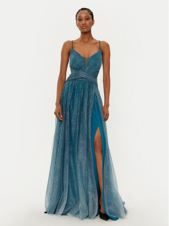 Fracomina Fracomina Abendkleid FQ24WD3006W52901 Blau Slim Fit