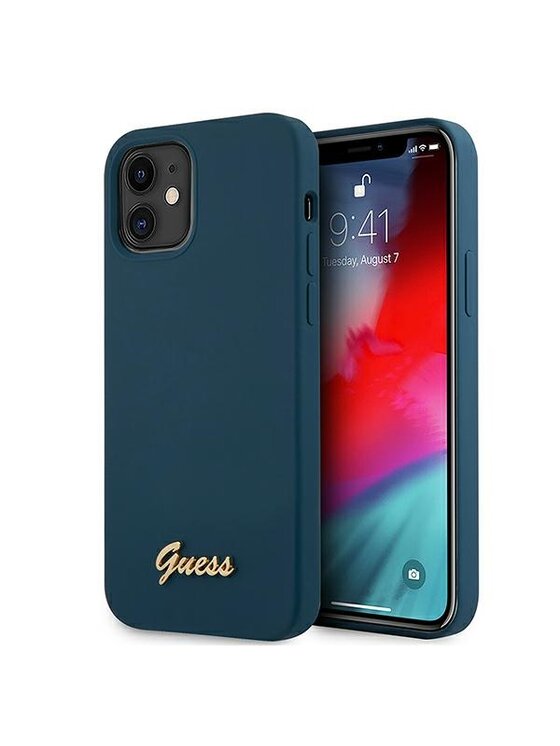 Guess Guess Etui na telefon Metal Logo Script Niebieski