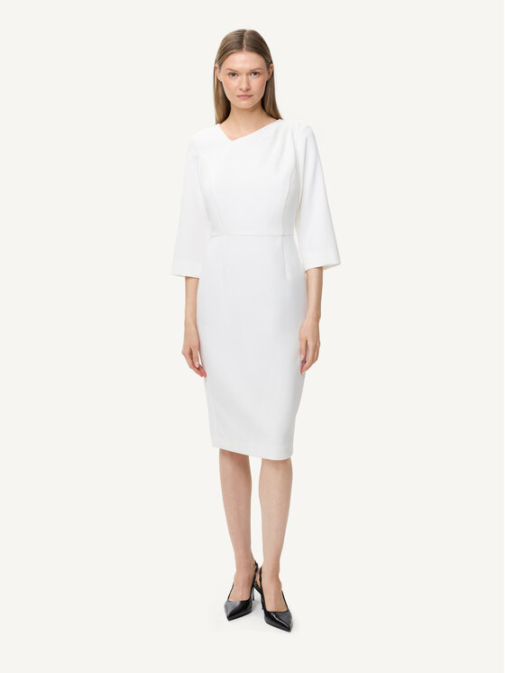 KMX KMX Sukienka koktajlowa 924580009 Kremowy Fitted Fit