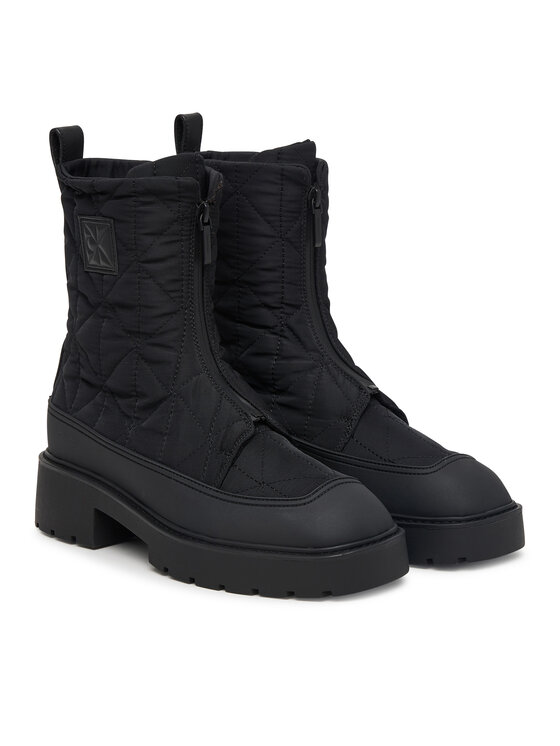 Calvin Klein Calvin Klein Botki Chunky Zip Boot Mat Mix Aop Em HW0HW03205 Brązowy ciemny