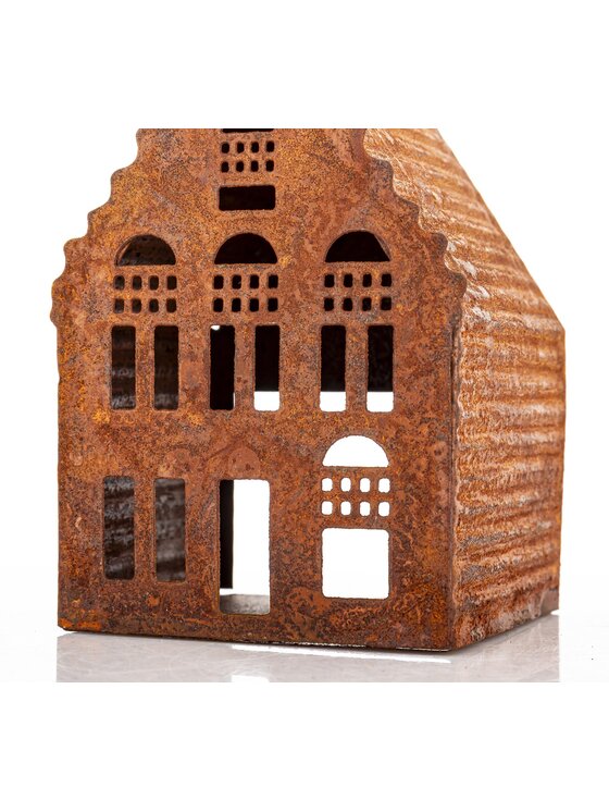 MIAhome MIAhome Figurka domek metalowy rdzawy RUGGINE karbowany Pomarańczowy