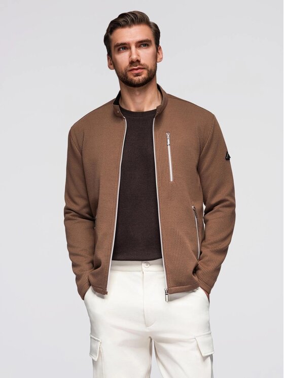 Ombre Ombre Kurtka przejściowa OM-JANP-0229 Brązowy Regular Fit