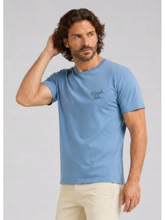 Wrangler Wrangler T-Shirt Logo Tee Niebieski Oversize