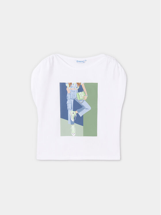 Mayoral Mayoral Μπλουζάκι 6011 Λευκό Regular Fit