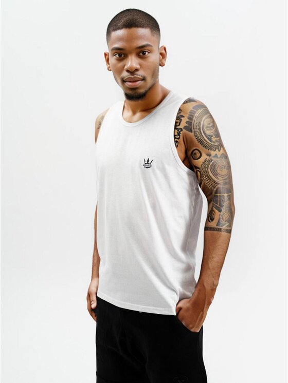 Jigga Wear Jigga Wear Tank top Tank Top Męski Biały/ Czarny Jigga Wear Mini Crown XL Biały Loose Fit
