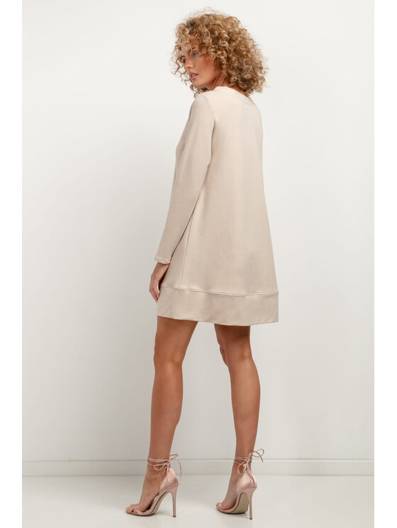 Tessita Tessita Sukienka codzienna T378 Beżowy A-Line Fit