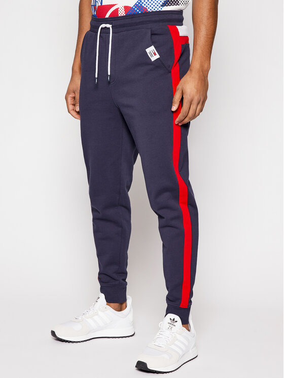 Tommy Jeans Sportinės kelnės Mix Media Basketball DM0DM10634 Tamsiai mėlyna  Regular Fit • Modivo.lt